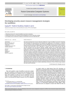 Future Generation Computer Systems Developing security-aware resource management strategies for workflows