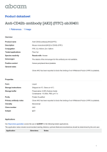 Anti-CD42b antibody [AK2] (FITC) ab30401 Product datasheet 1 References 1 Image