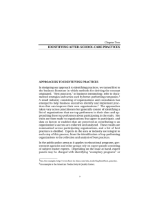 IDENTIFYING AFTER-SCHOOL CARE PRACTICES APPROACHES TO IDENTIFYING PRACTICES