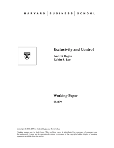 Exclusivity and Control Working Paper  08-009