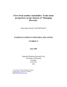 Views from another stakeholder: Trade union Diversity’