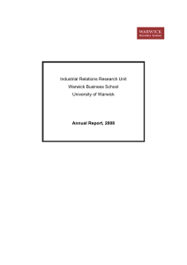 Annual Report, 2008 Industrial Relations Research Unit Warwick Business School