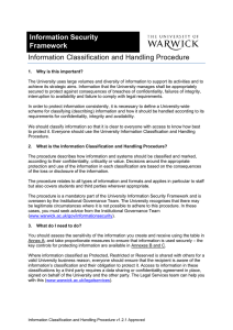 Information Classification and Handling Procedure Information Security Framework