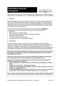 Working Practices for Protecting Electronic Information Information Security Framework