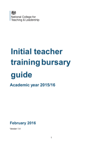Initial teacher training bursary guide