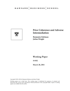 Price Coherence and Adverse Intermediation Working Paper 14-052