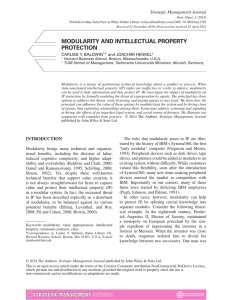 MODULARITY AND INTELLECTUAL PROPERTY PROTECTION Strategic Management Journal * and JOACHIM HENKEL
