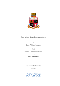 Observations of exoplanet atmospheres John William Rostron Department of Physics Thesis