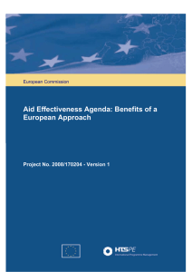 Aid Effectiveness Agenda: Benefits of a European Approach