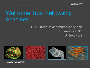 Wellcome Trust Fellowship  Schemes UCL Career Development Workshop