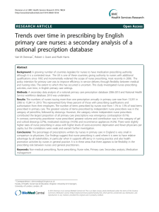 Trends over time in prescribing by English national prescription database