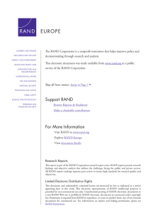 The RAND Corporation is a nonprofit institution that helps improve... decisionmaking through research and analysis.