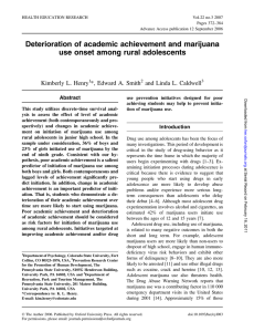 Deterioration of academic achievement and marijuana use onset among rural adolescents