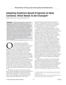 Adapting Evidence-Based Programs to New Contexts: What Needs to Be Changed?