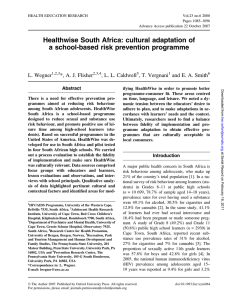 Healthwise South Africa: cultural adaptation of a school-based risk prevention programme