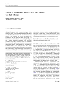 Effects of HealthWise South Africa on Condom Use Self-efficacy