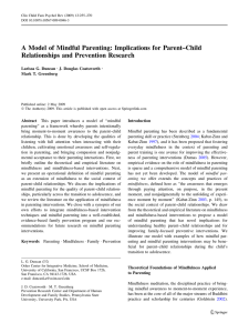 A Model of Mindful Parenting: Implications for Parent–Child Larissa G. Duncan