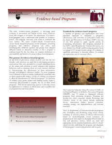 Evidence-based Programs  Technical Assistance Fact Sheets