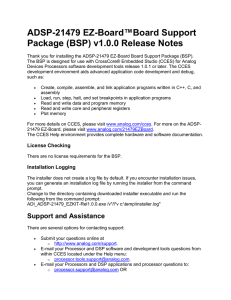 Board™Board Support ADSP-21479 EZ- Package (BSP) v1.0.0 Release Notes