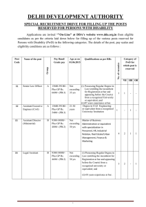 DELHI DEVELOPMENT AUTHORITY SPECIAL RECRUITMENT DRIVE FOR FILLING UP THE POSTS