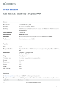 Anti-KIR2DL1 antibody [2F9] ab38927 Product datasheet Overview Product name