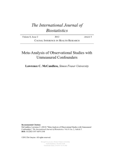 The International Journal of Biostatistics Meta-Analysis of Observational Studies with Unmeasured Confounders