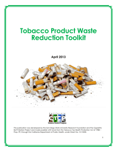 Tobacco Product Waste Reduction Toolkit April 2013