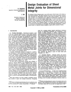 Design Evaluation of  Sheet ~ e t a l Integrity