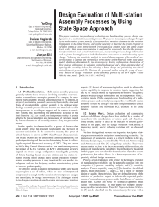 Design Evaluation of Multi-station Assembly Processes by Using State Space Approach Yu Ding