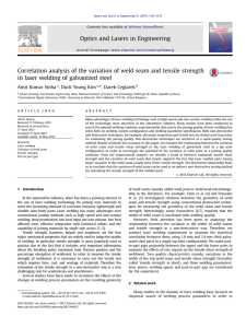 Correlation analysis of the variation of weld seam and tensile... in laser welding of galvanized steel