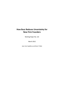 How Buzz Reduces Uncertainty for New Firm Founders  Working Paper No. 115