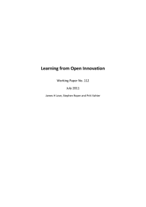 Learning from Open Innovation  Working Paper No. 112 July 2011