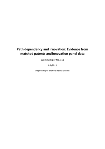 Path dependency and innovation: Evidence from  Working Paper No. 111