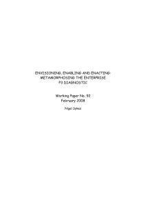 ENVISIONING, ENABLING AND ENACTING: METAMORPHOSING THE ENTERPRISE P3 DIAGNOSTIC