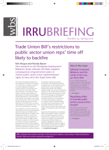 IRRU BRIEFING Trade Union Bill’s restrictions to public sector union reps’ time off