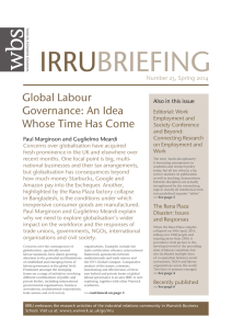 IRRU BRIEFING Global Labour Governance: An Idea