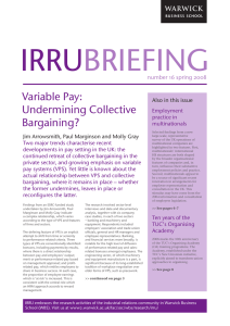 IRRU BRIEFING Variable Pay: Undermining Collective