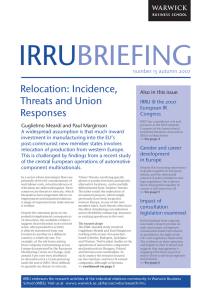 IRRU BRIEFING Relocation: Incidence, Threats and Union