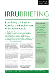 IRRU BRIEFING Examining the Business Case for the Employment