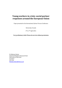   Young workers in crisis: social partner  responses around the European Union