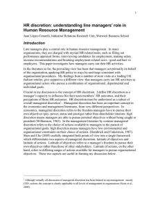 HR discretion: understanding line managers’ role in Human Resource Management Introduction