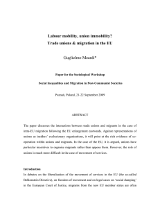 Labour mobility, union immobility? Trade unions &amp; migration in the EU