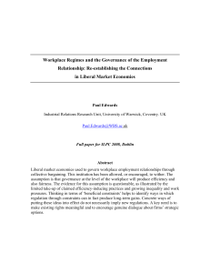 Workplace Regimes and the Governance of the Employment