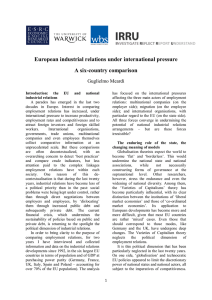 European industrial relations under international pressure A six-country comparison Guglielmo Meardi
