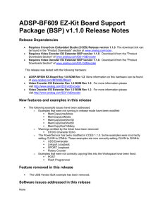 ADSP-BF609 EZ-Kit Board Support Package (BSP) v1.1.0 Release Notes Release Dependencies