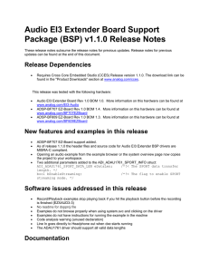 Audio EI3 Extender Board Support Package (BSP) v1.1.0 Release Notes