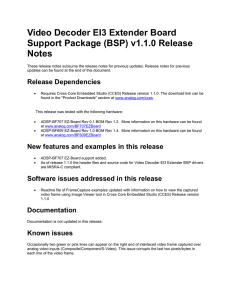 Video Decoder EI3 Extender Board Support Package (BSP) v1.1.0 Release Notes