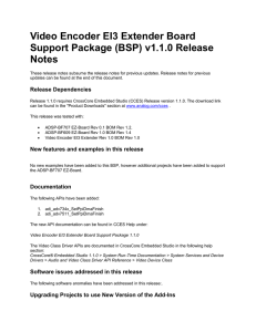 Video Encoder EI3 Extender Board Support Package (BSP) v1.1.0 Release Notes