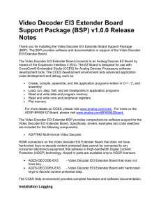 Video Decoder EI3 Extender Board Support Package (BSP) v1.0.0 Release Notes