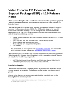 Video Encoder EI3 Extender Board Support Package (BSP) v1.0.0 Release Notes